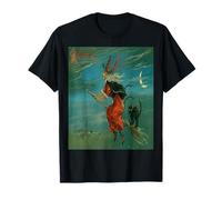 Sorcière chevauchant Un Balai avec Un Chat Noir Vintage Art Vecteur T-Shirt