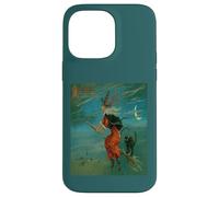 Sorcière chevauchant Un besom avec Un Vecteur Vintage de Chat Noir Coque pour iPhone 14 Pro Max