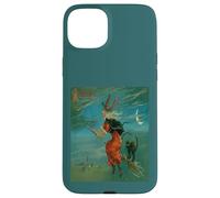 Sorcière chevauchant Un besom avec Un Vecteur Vintage de Chat Noir Coque pour iPhone 15 Plus