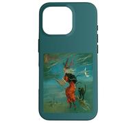 Sorcière chevauchant Un besom avec Un Vecteur Vintage de Chat Noir Coque pour iPhone 16 Pro