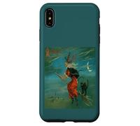 Sorcière chevauchant Un besom avec Un Vecteur Vintage de Chat Noir Coque pour iPhone XS Max