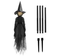 Sorcière Colorée Halloween Décoration, Illuminez avec Lumières LED, Sorcière Lumineuse Décorations d'halloween, Deco, Sorcière Qui Crie, en l'air capteur activé par Le Son (Black, 150cm)