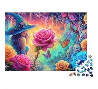 Sorcière dans Le Jardin des Roses 1000 Piece Recycled Cardboard Rose Papillon Art Jigsaw Puzzle Set Adult Holiday Activity Fun Home Gift Idea Decompression Game 38x26cm/1000pcs