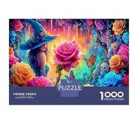 Sorcière dans Le Jardin des Roses Jigsaw Puzzle Jeu De Famille 1000 Pièces Fleurs Brillantes Puzzle Décoration Intérieure Idées Cadeaux pour Adultes 52x38cm/1000pcs