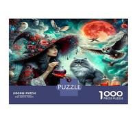 Sorcière de la Lune 1000 Pièces Pack Puzzle Mystique Occulte Sombre Puzzle Classique Carton Premium - Anti-Stress Déco Murale, Cadeau Femmes Hommes Seniors Passionnés 38x26cm/1000pcs