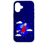 Sorcière de Noël Bleue Befana Broomrider Spookmas Epiphany Coque pour iPhone 16