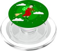 sorcière de noël Verte befana Balai spookmas creepmas PopSockets PopGrip pour MagSafe