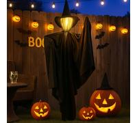 Sorcière décorative d'Halloween - Fantômes LED - 90 cm - Décoration d'Halloween effrayante - Sorcière à suspendre avec guirlande lumineuse LED - Décoration de sorcière lumineuse pour jardin, terrasse