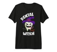 Sorcière Dentaire drôle Dentiste Monstre dent Halloween T-Shirt Haut de Gamme