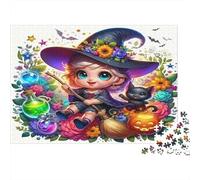 Sorcière d'halloween Puzzle 1000 Pièces Papier recyclé pour Adultes Puzzle pour Adultes Jeu Familial Amusant et Stimulant Activité Amusante pour la Maison Excellente idée Cadeau 38x26cm/1000pcs