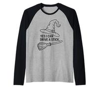 Sorcière drôle Qui Dit Oui Je Peux Conduire Un bâton Halloween Femmes Manche Raglan
