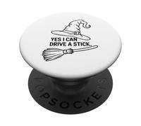 Sorcière drôle Qui Dit Oui Je Peux Conduire Un bâton Halloween Femmes PopSockets PopGrip Adhésif