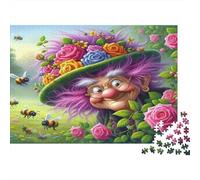 Sorcière en Fleurs Puzzles 1000 Pièces Papier recyclé pour Adultes Puzzle pour Adultes Jeu Stimulant Cadeau Amusant pour la Maison Excellente idée Cadeau 70x50cm/1000pcs