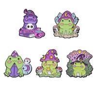 Sorcière Esprit Émail Pin Broche Grenouille Crâne Chat Oiseau Animal Fleur Médecine Bouteille Insigne Amour Jésus Bijoux, Klein, Métal non précieux
