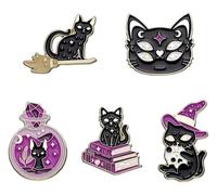 Sorcière Esprit Émail Pin Broche Grenouille Crâne Chat Oiseau Animal Fleur Médecine Bouteille Insigne Amour Jésus Bijoux, Klein, Métal non précieux