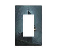 Sorcière fantaisie sombre tenant une lanterne en bois - Plaque murale à bascule simple - 1 gang - Décoration de prise de courant pour la maison, la cuisine, la salle de bain