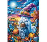 Sorcière fantôme dans Le Jardin d'halloween 500 Pieces Casse-tête Débutant en Carton Épais Facile Apprentissage Loisir Créatif Activité Manuelle Décoration Murale Cadeau Saint Valentin 500 PCS