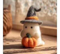 Sorcière fantôme feutrée, adoptez un fantôme, citrouille fantôme d'Halloween en feutre faite à la main avec chapeau de magicien, jolie décoration de fantômes en feutre de laine, figurine de fantômes