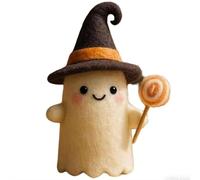 Sorcière fantôme feutrée, adoptez un fantôme, citrouille fantôme d'Halloween en feutre faite à la main avec chapeau de magicien, jolie décoration de fantômes en feutre de laine, figurine de fantômes
