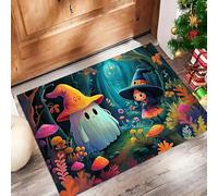 Sorcière, Fantôme Paillasson D'Entrée Discret Absorbant - 40 X 60 Cm - Antidérapant - Plantes Jungle Tapis De Sol pour Entrée d'animaux Domestiques, Cuisine, Salle De Bain - Couleurs Mélangées