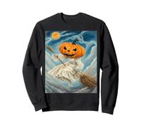 Sorcière fantôme Volant avec Visage de Lanterne sur Un Balai Sweatshirt