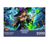 Sorcière Halloween 1000 Pièces Puzzle pour Adultes Jeux Éducatifs Divertissement Apaisant Entraîner La Mémoire du Cerveau pour Adultes Et Enfants De 14 Ans Et Plus 38x26cm/1000pcs