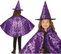Sorcière Halloween Costume Set Magique Mystique Cape Chapeau, Couleur : Violet