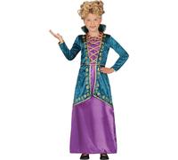 Sorcière Halloween Costume Vêtement magique Manteau Fantaisie Violet Bleu Or Éléments mystiques Crâne Lune Nuit Mystérieux Couleurs d'aventure, Taille : 110/116 Couleur : Vert