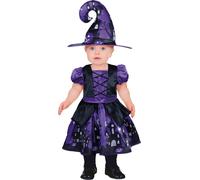 Sorcière Halloween Costume Violet Noir Chapeau magique Citrouille Bébé Mignon Magique Hanté Fantômes Contes de fées Pittoresque Nuit mystérieuse Enchanté, Taille : 74/80 Couleur : Noir