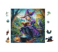 Sorcière lisant Un Livre avec Un Hibou 100 Pieces Casse-tête Créatif en Carton Épais Rigide Difficulté Moyenne Activité Manuelle Loisir Créatif Cadeau Noël Qualité Premium 28x28cm