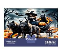Sorcière loup citrouille chauve-souris 1000 Pièces Puzzle Adultes Pack Halloween effrayant Coffret Puzzle Carton Solide - Ultra Dur Couples, Top Noté, Activité Parfaite À La Maison Pour Tous 52x38cm/p