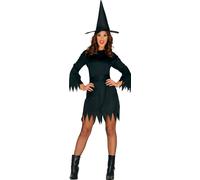 Sorcière Magie Noire Halloween Chapeau magique Costume Manteau Robe Mystique Herboriste Gothique, Taille : 44 - 46 (XL) Couleur : Noir