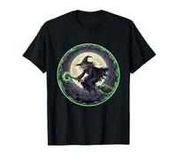 Sorcière Maléfique sur Balai - Nuit d'halloween Effrayante T-Shirt