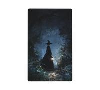 Sorcière nocturne de la forêt marchant avec lanterne à bascule simple plaque murale vierge couvercle d'interrupteur décoratif 1 gang pour cuisine salle de bain taille 11,4 x 7 cm