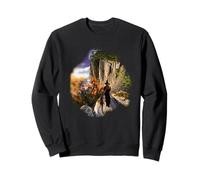 Sorcière païenne avec Loup sur Le Bord de la forêt, feu rétro années 80 Sweatshirt