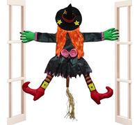 Sorcière qui s'écrase dans l'arbre Décoration d'Halloween, sorcières autour d'un arbre - Halloween s'écrase sur la sorcière contre un arbre - Décoration pour les fêtes d'Halloween, drôle