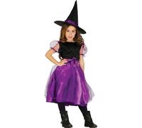 Sorcière Robe magique Chapeau Halloween Magie Noir Violet Fantaisie Contes de fées Aventure Nuit de rêve Métamorphose Nuit de sorcier Chapeau de sorcière Scabreux Charmant, Taille : 98/104 Couleur : N