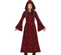Sorcière Robe Médiévale Princesse Halloween Costume Enfant Capuche Rouge Noir Mystique, Taille : 140/146 Couleur : Noir