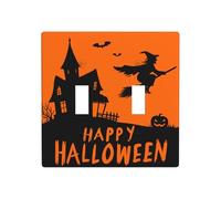 Sorcière sur balai maison hantée volante double gang plaque murale interrupteur décoration taille standard - 11,4 x 11,4 cm