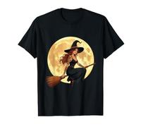 Sorcière tatouée Assise à l'ascension d'un besom Halloween T-Shirt Graphique avec Valeur