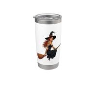 Sorcière tatouée Bestriding A Besom Motif Halloween Gobelet isotherme en acier inoxydable double paroi