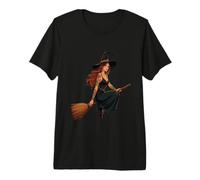 Sorcière tatouée Bestriding A Besom Motif Halloween T-Shirt Haut de Gamme