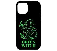 Sorcière Verte Profil Nature avec Lune et Feuillage Coque pour iPhone 12/12 Pro