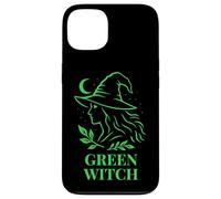 Sorcière Verte Profil Nature avec Lune et Feuillage Coque pour iPhone 13