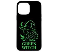Sorcière Verte Profil Nature avec Lune et Feuillage Coque pour iPhone 13 Pro Max