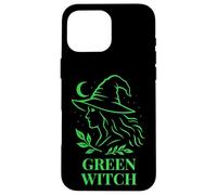 Sorcière Verte Profil Nature avec Lune et Feuillage Coque pour iPhone 16 Pro Max
