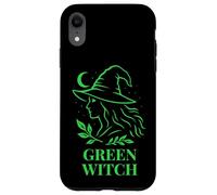 Sorcière Verte Profil Nature avec Lune et Feuillage Coque pour iPhone XR