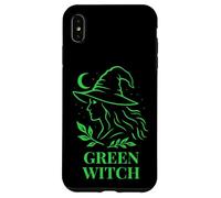 Sorcière Verte Profil Nature avec Lune et Feuillage Coque pour iPhone XS Max