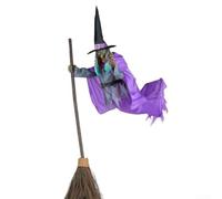 Sorcière volante animée en plein air pour Halloween pour jardin, pelouse, cour, matériaux pour une présentation saisonnière durable (violet)