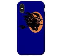 Sorcière Volante Assise à Cheval sur Un Balai Devant la Lune Art Coque pour iPhone X/XS